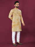 Anaita Yellow Chikankari Work Viscose Rayon Straight Kurta | Grocsy