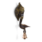 CraftVatika Brass Elephant Face Oil Lamp Diya With Bell Wall Hanging Showpiece | Grocsy