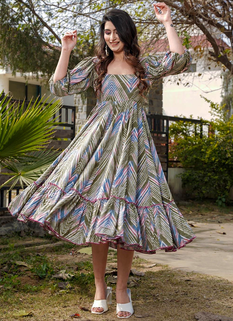 Vegaa Fashion Multi Color Rayon Digital Print Designer Western Gown | Grocsy