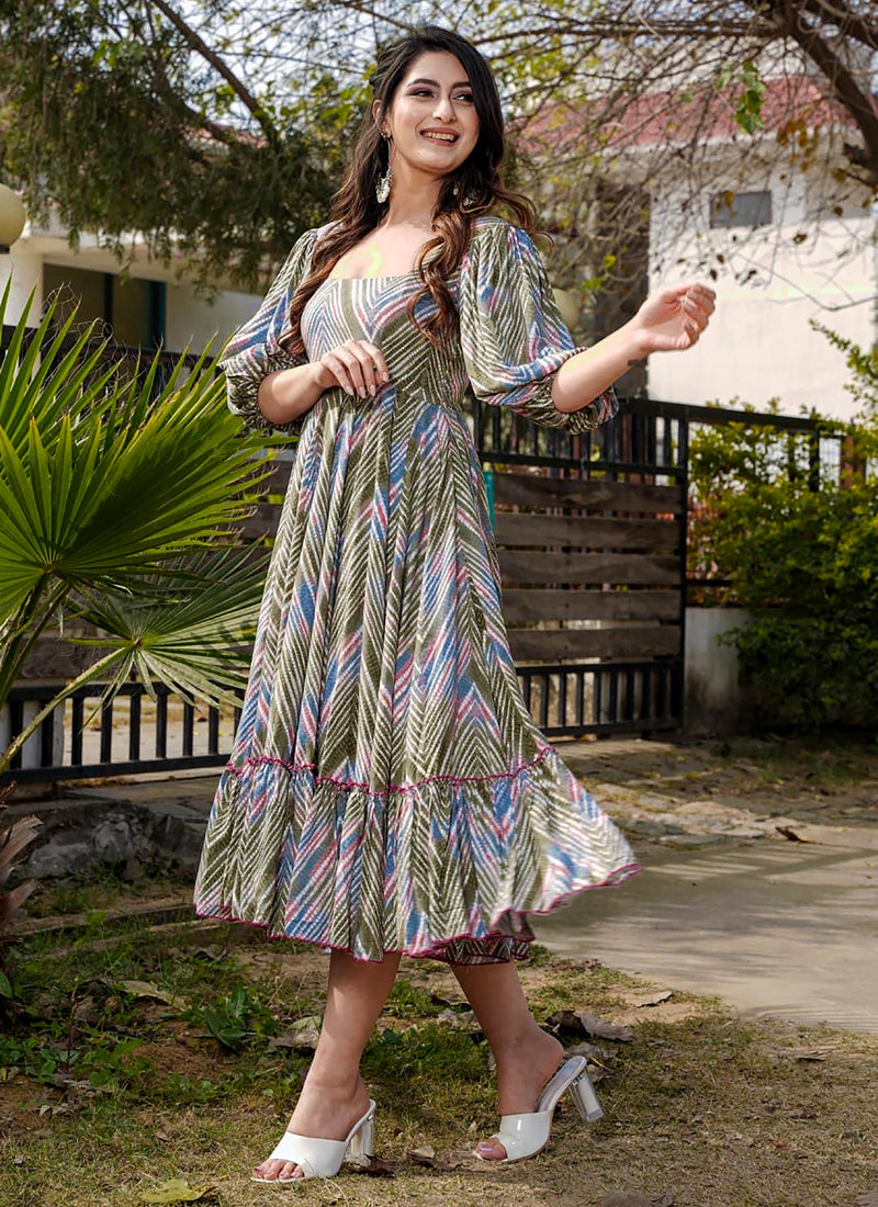 Vegaa Fashion Multi Color Rayon Digital Print Designer Western Gown | Grocsy