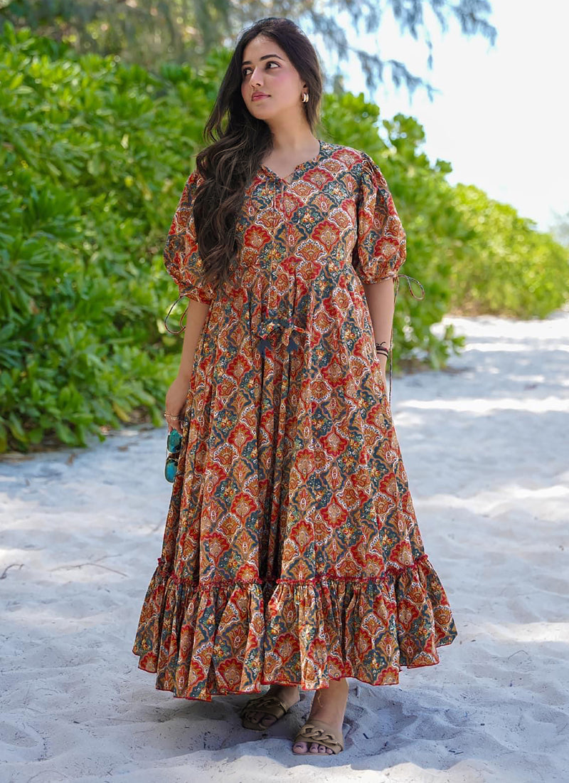 Vegaa Fashion Multi Color Rayon Digital Print Designer Western Gown | Grocsy