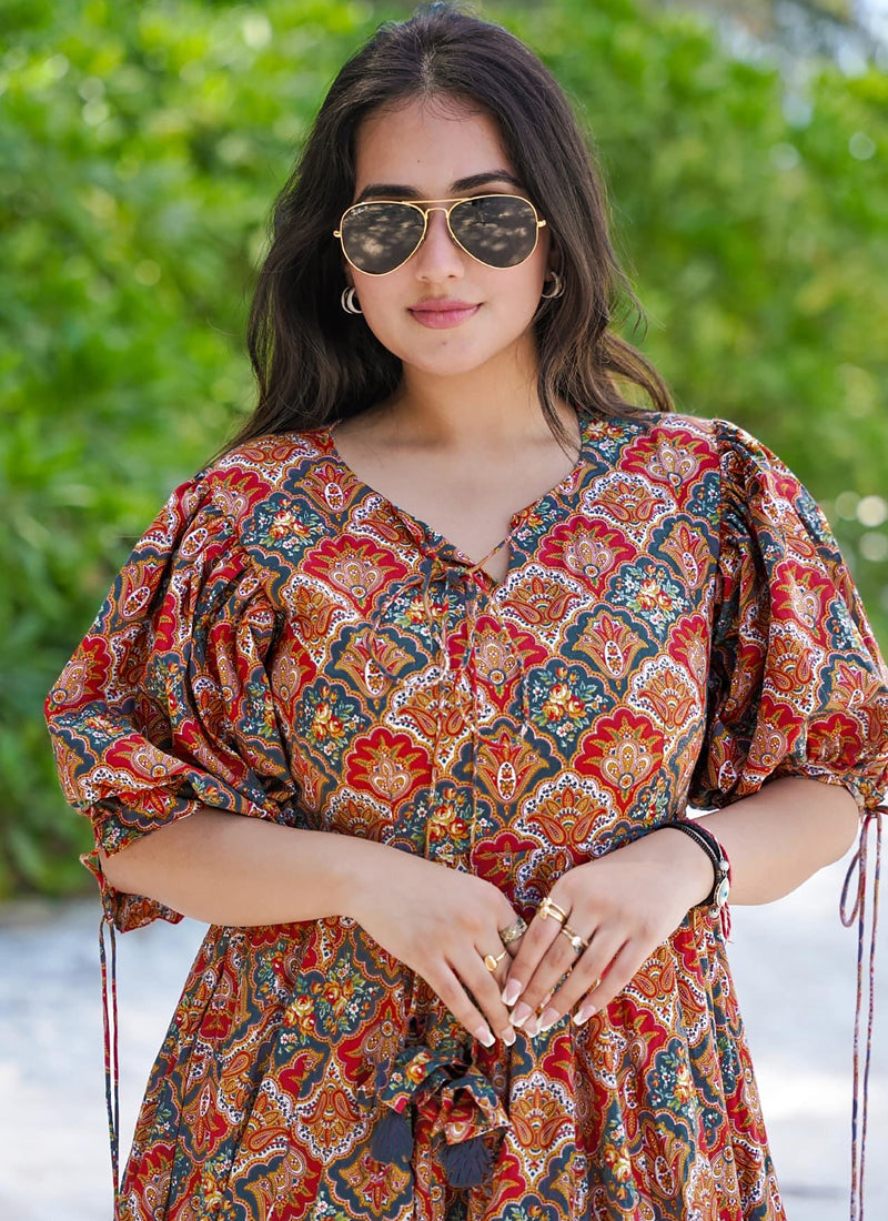 Vegaa Fashion Multi Color Rayon Digital Print Designer Western Gown | Grocsy