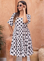 Vegaa Fashion Off White Rayon Digital Print Designer Western Gown | Grocsy