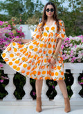 Vegaa Fashion Off White Rayon Digital Print Designer Western Gown | Grocsy