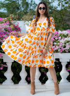 Vegaa Fashion Off White Rayon Digital Print Designer Western Gown | Grocsy