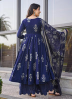 Vegaa Fashion Royal Blue Pure Muslin Digital Printed Designer Salwar Suit | Grocsy
