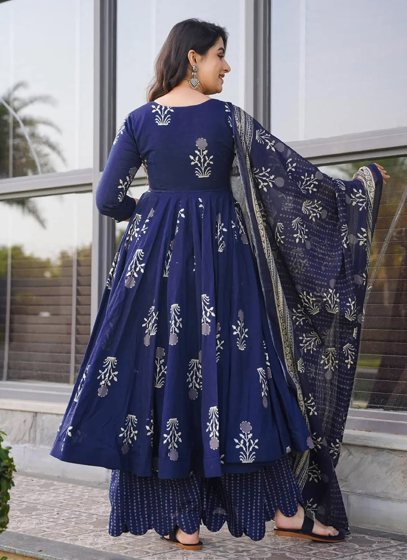 Vegaa Fashion Royal Blue Pure Muslin Digital Printed Designer Salwar Suit | Grocsy