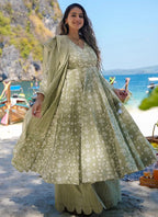 Vegaa Fashion Baby Green Pure Muslin Digital Printed Designer Salwar Suit | Grocsy