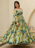 Vegaa Fashion Multi Color Heavy Air Tex Chinon Silk Digital Print Designer Gown | Grocsy