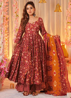 Vegaa Fashion Red Muslin Digital Print Designer Salwar Suit | Grocsy