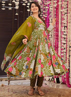 Vegaa Fashion Mehndi Muslin Digital Print Designer Salwar Suit | Grocsy