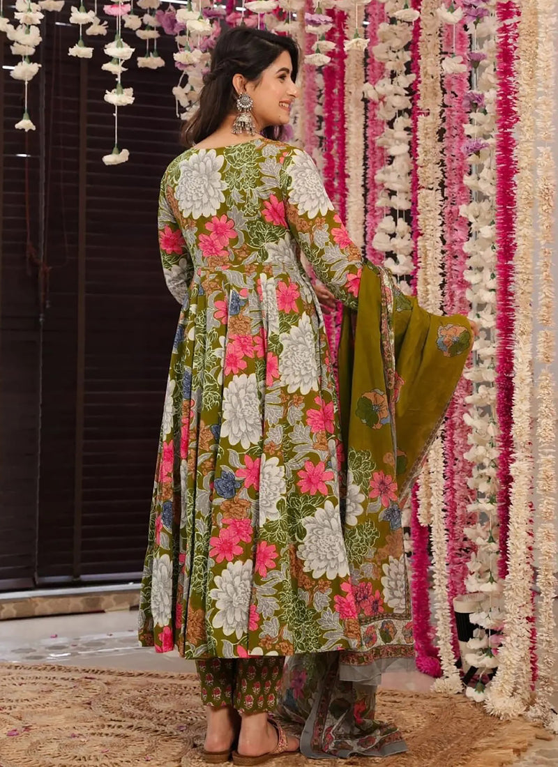 Vegaa Fashion Mehndi Muslin Digital Print Designer Salwar Suit | Grocsy