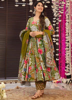 Vegaa Fashion Mehndi Muslin Digital Print Designer Salwar Suit | Grocsy