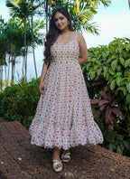 Vegaa Fashion Off White Rayon Digital Print Designer Gown For Festive | Grocsy