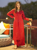 Vegaa Fashion Red Muslin Digital Print Designer Kurti Pant | Grocsy