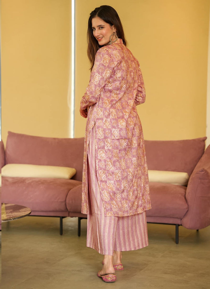 Vegaa Fashion Coral Muslin Digital Print Designer Kurti Pant | Grocsy