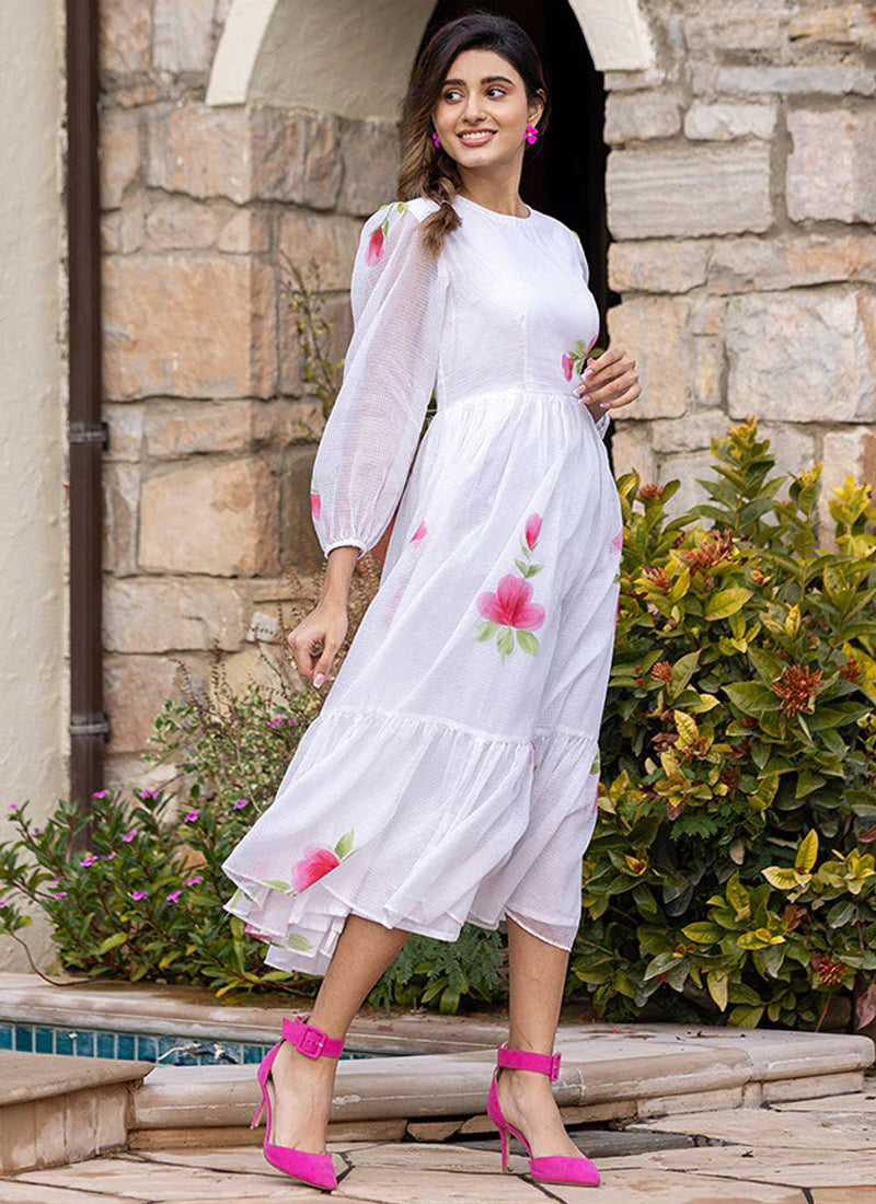 Vegaa Fashion Off White Rayon Kota Checks Digital Print Kurti | Grocsy