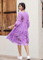 Vegaa Fashion Lavender Rayon Kota Checks Digital Print Kurti | Grocsy