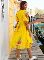 Vegaa Fashion Yellow Rayon Kota Checks Digital Print Kurti | Grocsy