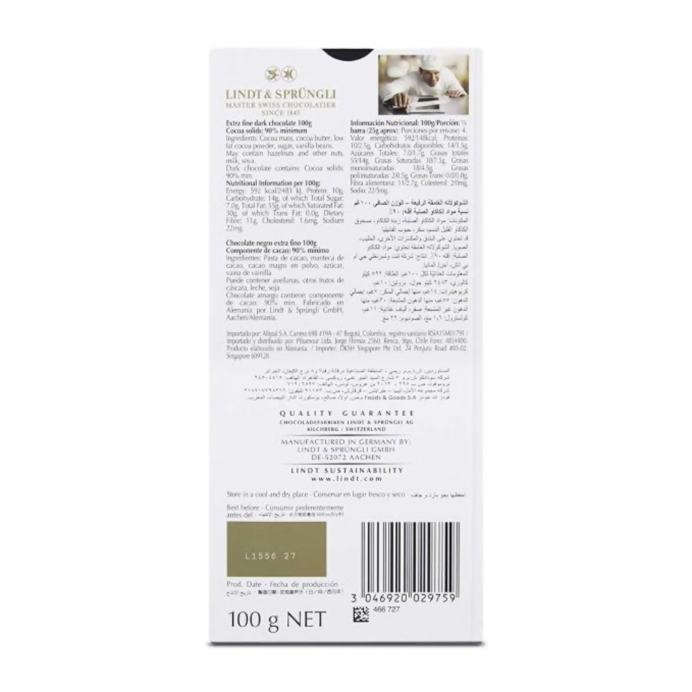 Lindt Excellence Dark 85% Cocoa Chocolate Bar and Lindt Excellence Dark 90% Cocoa Chocolate Bar | Grocsy
