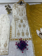 Teeya Creation White Color Chinon Silk Party Wear Trending Palazzo Set | Grocsy