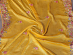 Teeya Creation New Womens Latest Party Wear Soft Chiffon Silk Saree-Yellow | Grocsy