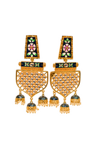 Traditional Gold-Polished Meenakari Blue Jhumka Jhumki Earrings By House of Ree - Swadesiicart