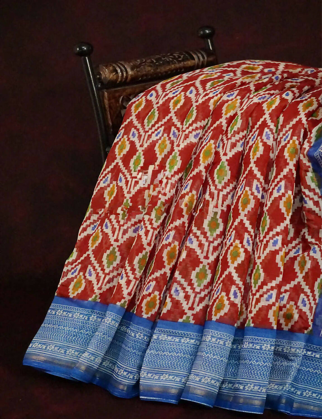 Maroon Colored Patola Print Semi Chanderi saree By Gayathri Reddy Designer Studio | Grocsy