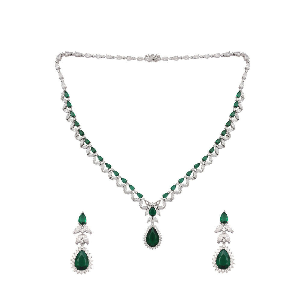 Nuyug Celestial Emerald Cubic ZIrcon Necklace Set | Grocsy