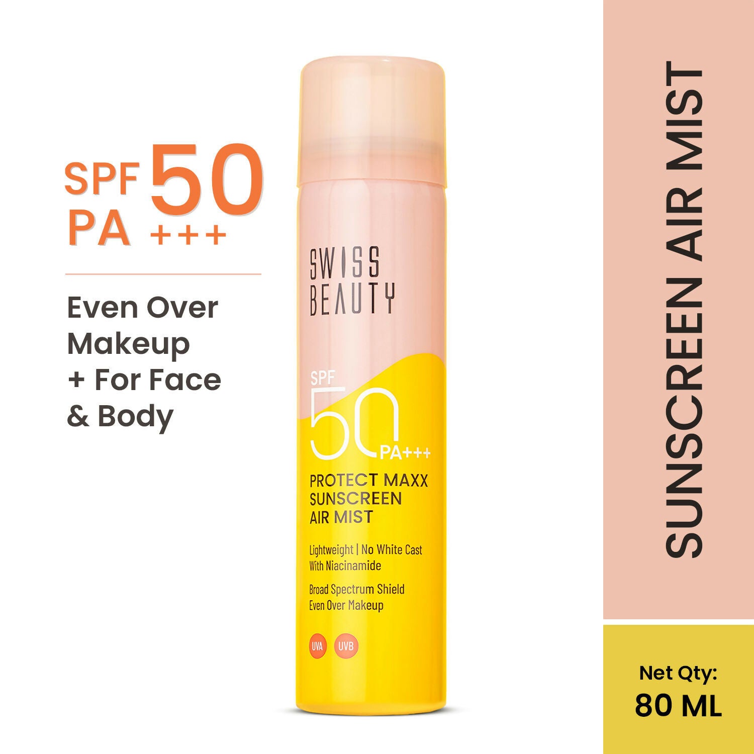 Swiss Beauty Protect Maxx Sunscreen Air Mist With SPF 50 PA+++ | Grocsy