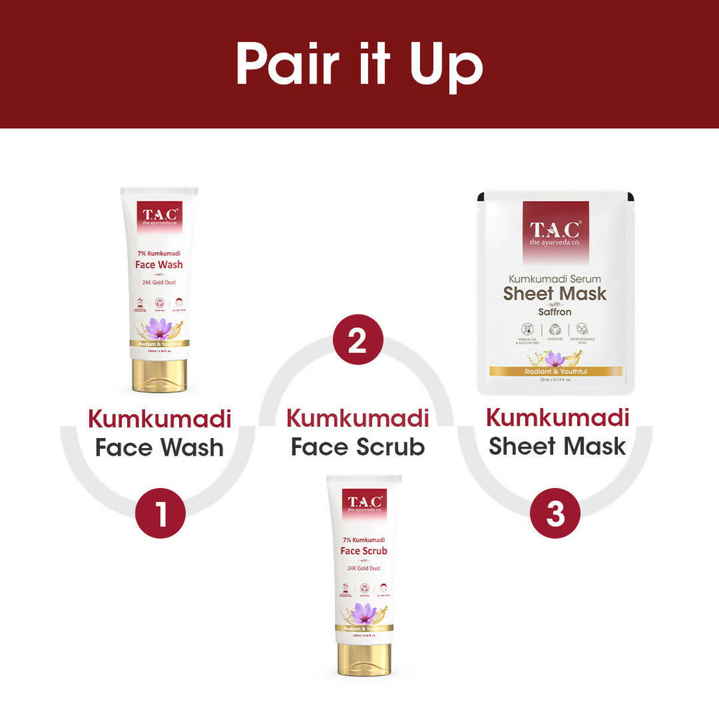TAC - The Ayurveda Co. Kumkumadi Serum Sheet Mask | with Saffron | for Nourished & Moisturized Skin | Grocsy