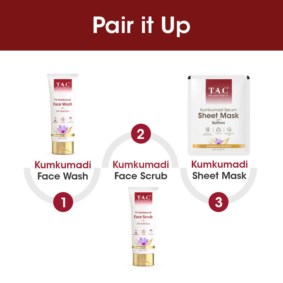 TAC - The Ayurveda Co. Kumkumadi Serum Sheet Mask | with Saffron | for Nourished & Moisturized Skin | Grocsy