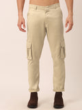 Jainish Men's Casual Cotton Solid Cargo Pants ( KGP 154 Beige ) | Grocsy