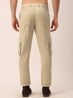 Jainish Men's Casual Cotton Solid Cargo Pants ( KGP 154 Beige ) | Grocsy