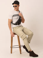 Jainish Men's Casual Cotton Solid Cargo Pants ( KGP 154 Beige ) | Grocsy