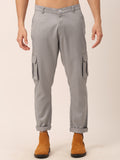 Jainish Men's Casual Cotton Solid Cargo Pants ( KGP 154 Light-Grey ) | Grocsy