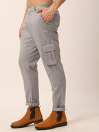 Jainish Men's Casual Cotton Solid Cargo Pants ( KGP 154 Light-Grey ) | Grocsy