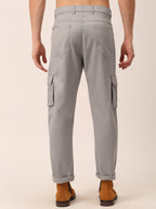 Jainish Men's Casual Cotton Solid Cargo Pants ( KGP 154 Light-Grey ) | Grocsy