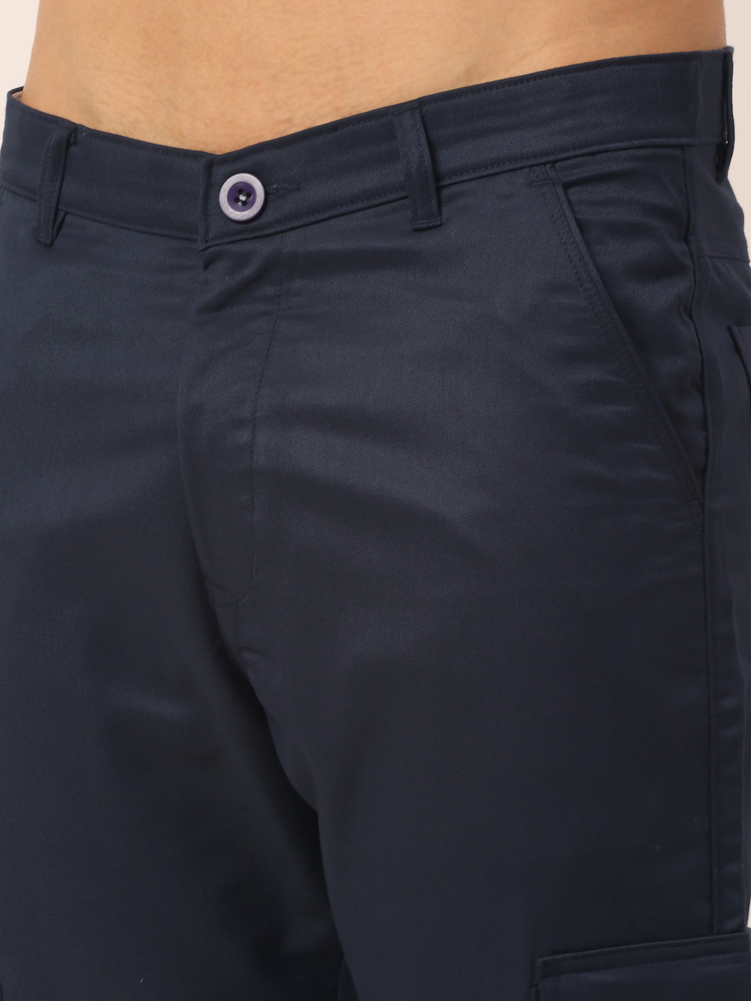 Jainish Men's Casual Cotton Solid Cargo Pants ( KGP 154 Navy-Blue ) | Grocsy