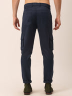 Jainish Men's Casual Cotton Solid Cargo Pants ( KGP 154 Navy-Blue ) | Grocsy