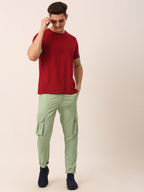 Jainish Men's Casual Cotton Solid Cargo Pants ( KGP 154 Pista-Green ) | Grocsy