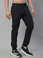 Jainish Men's Casual Cotton Solid Cargo Pants - Black | Grocsy