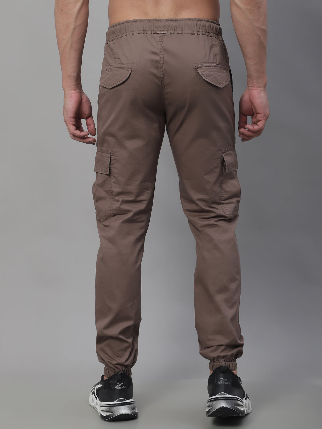 Jainish Men's Casual Cotton Solid Cargo Pants - Brown | Grocsy
