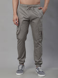 Jainish Men's Casual Cotton Solid Cargo Pants - Light-Grey | Grocsy