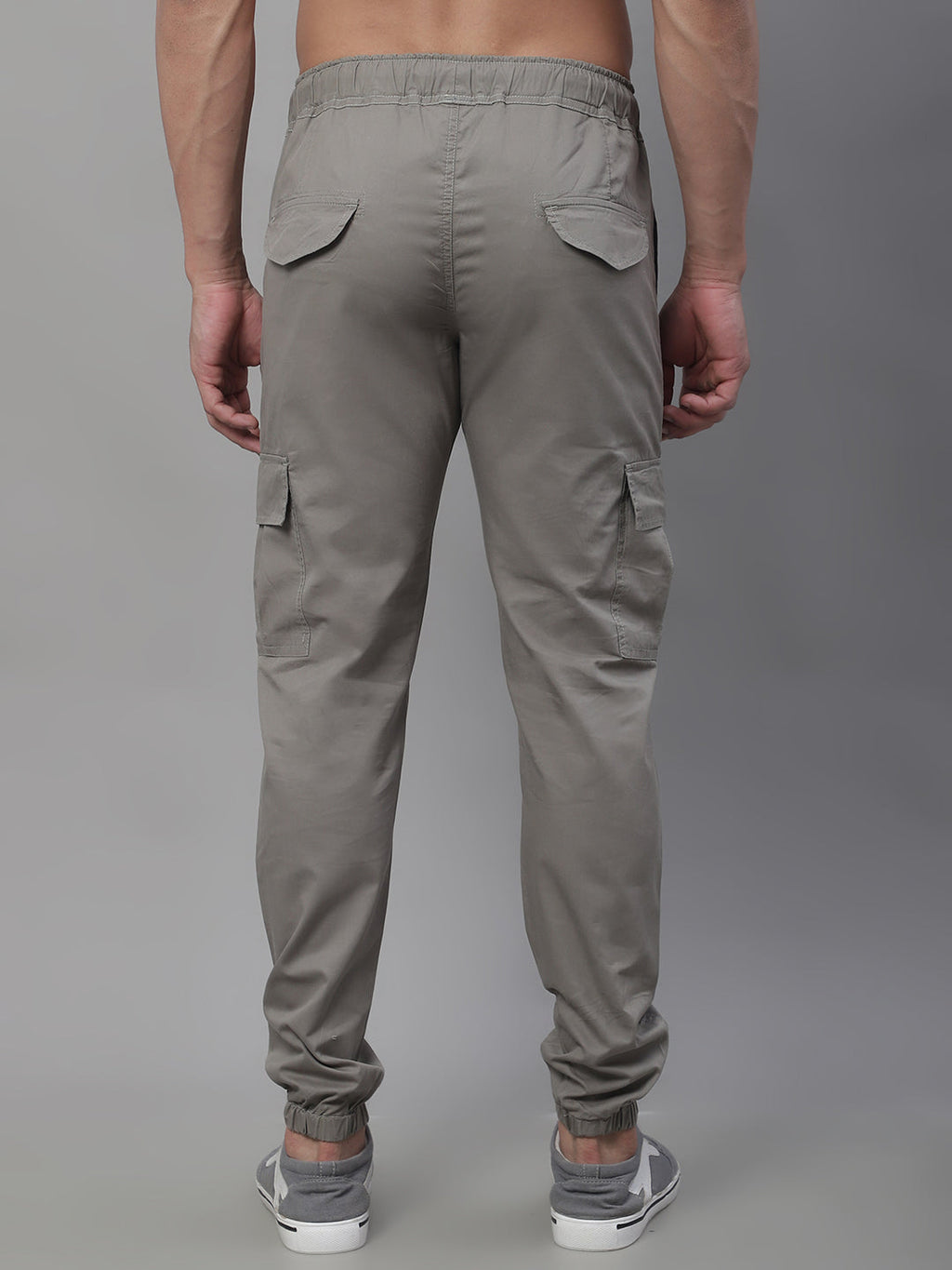 Jainish Men's Casual Cotton Solid Cargo Pants - Light-Grey | Grocsy