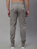 Jainish Men's Casual Cotton Solid Cargo Pants - Light-Grey | Grocsy