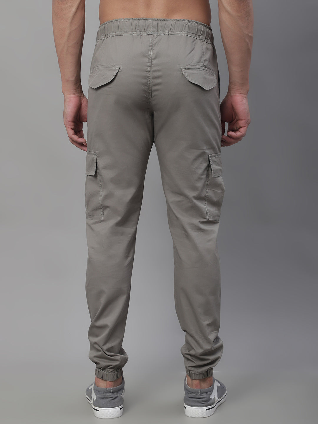Jainish Men's Casual Cotton Solid Cargo Pants - Light-Grey | Grocsy