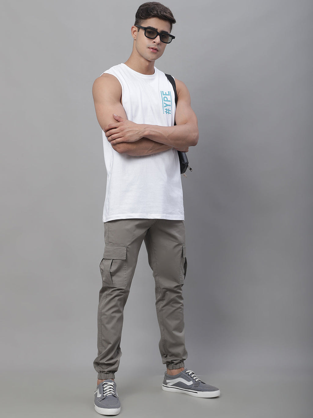 Jainish Men's Casual Cotton Solid Cargo Pants - Light-Grey | Grocsy