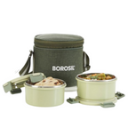 Borosil Glory Green Stainless Steel Lunch Box with Bag | Grocsy