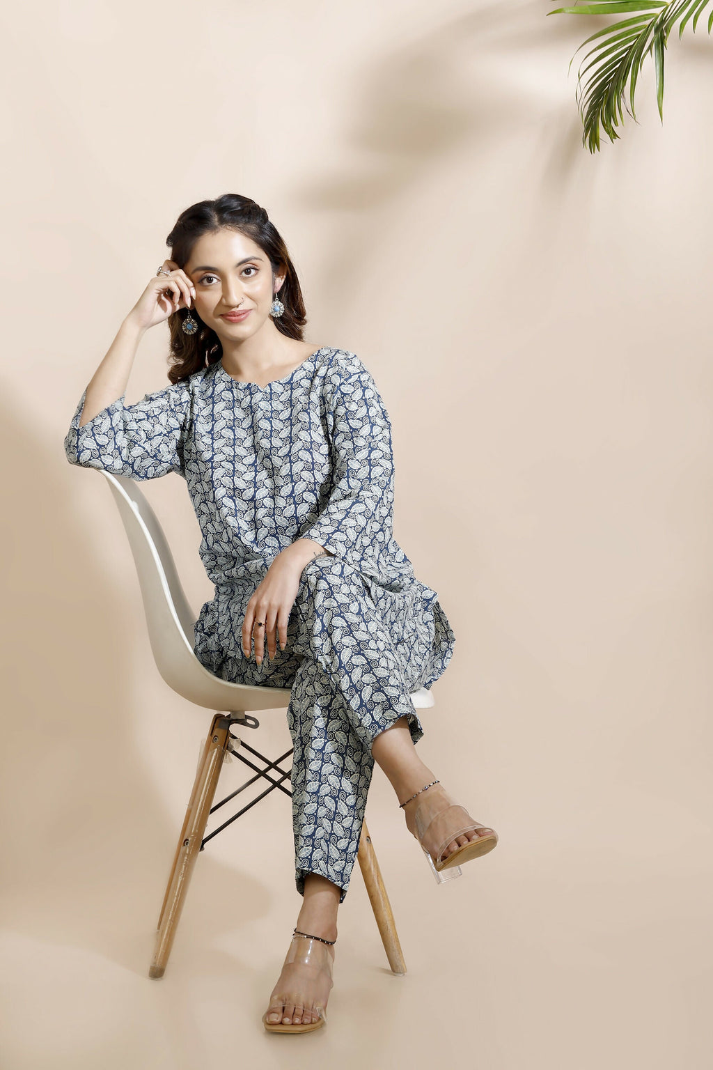 Breathables Abstract Cotton Co-Ord Set – Blue | Grocsy